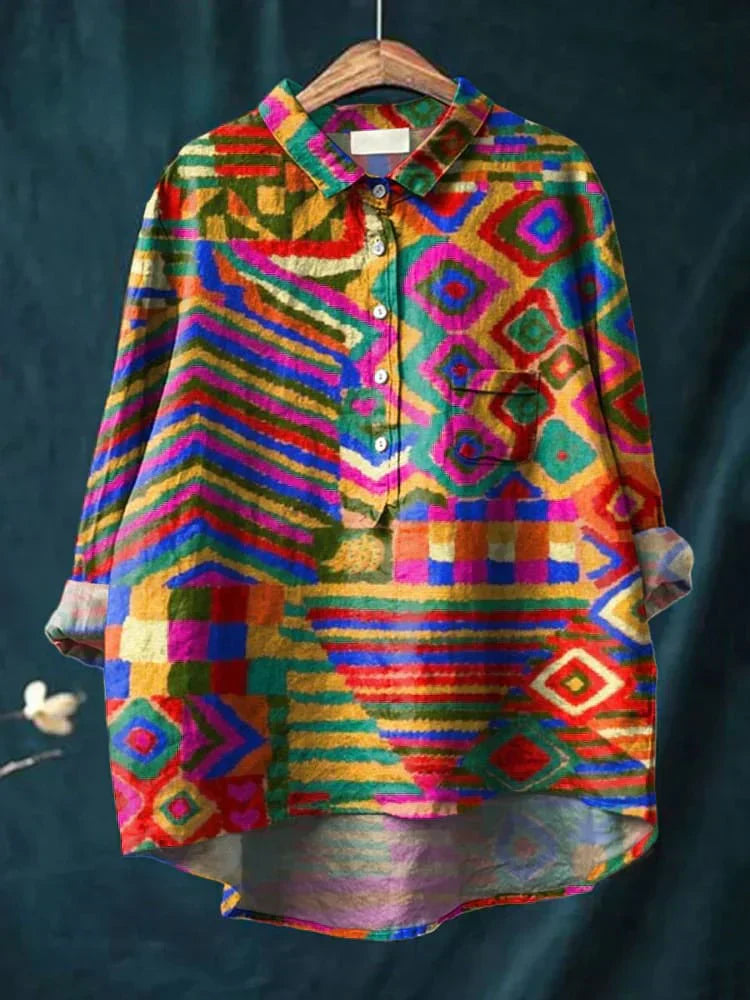 Emma | Oversized T-shirt i bomull, vit, hippie-inspirerad design