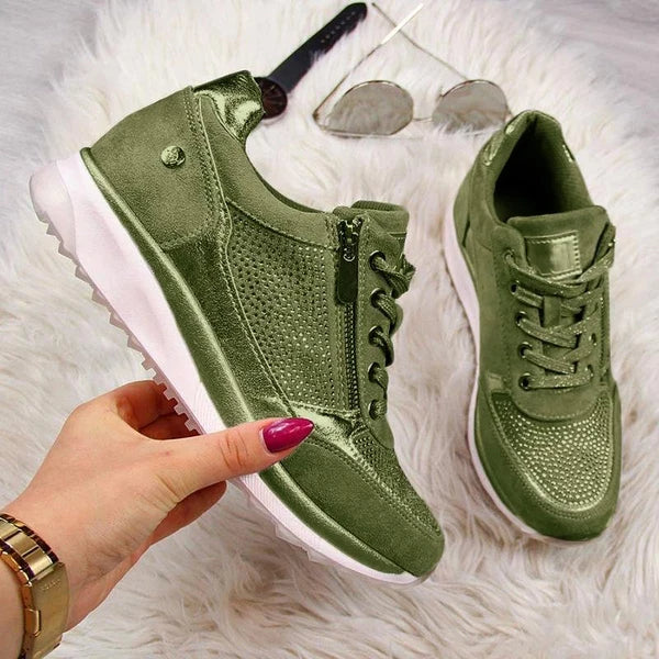 Maja | Ortopediska Sneakers med Dragkedje, Vit Läder