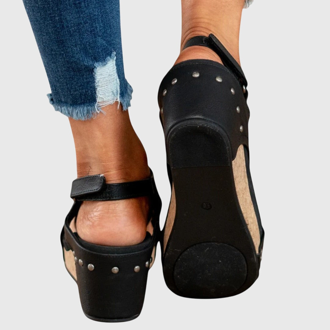 Wilma | Ortopediska Sandaler i Svart Läder