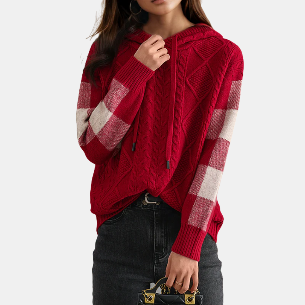 Aveline | Kabelstickad Hoodie Tröja