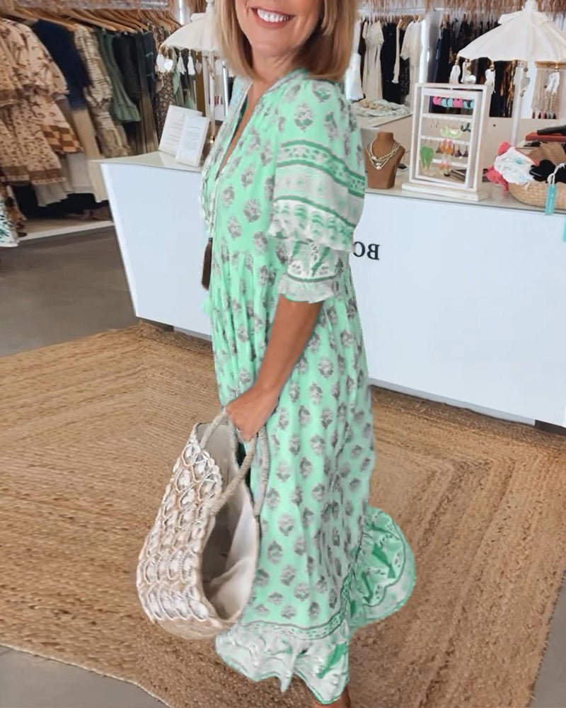 Ida | Chic Floral V-Neck Dress