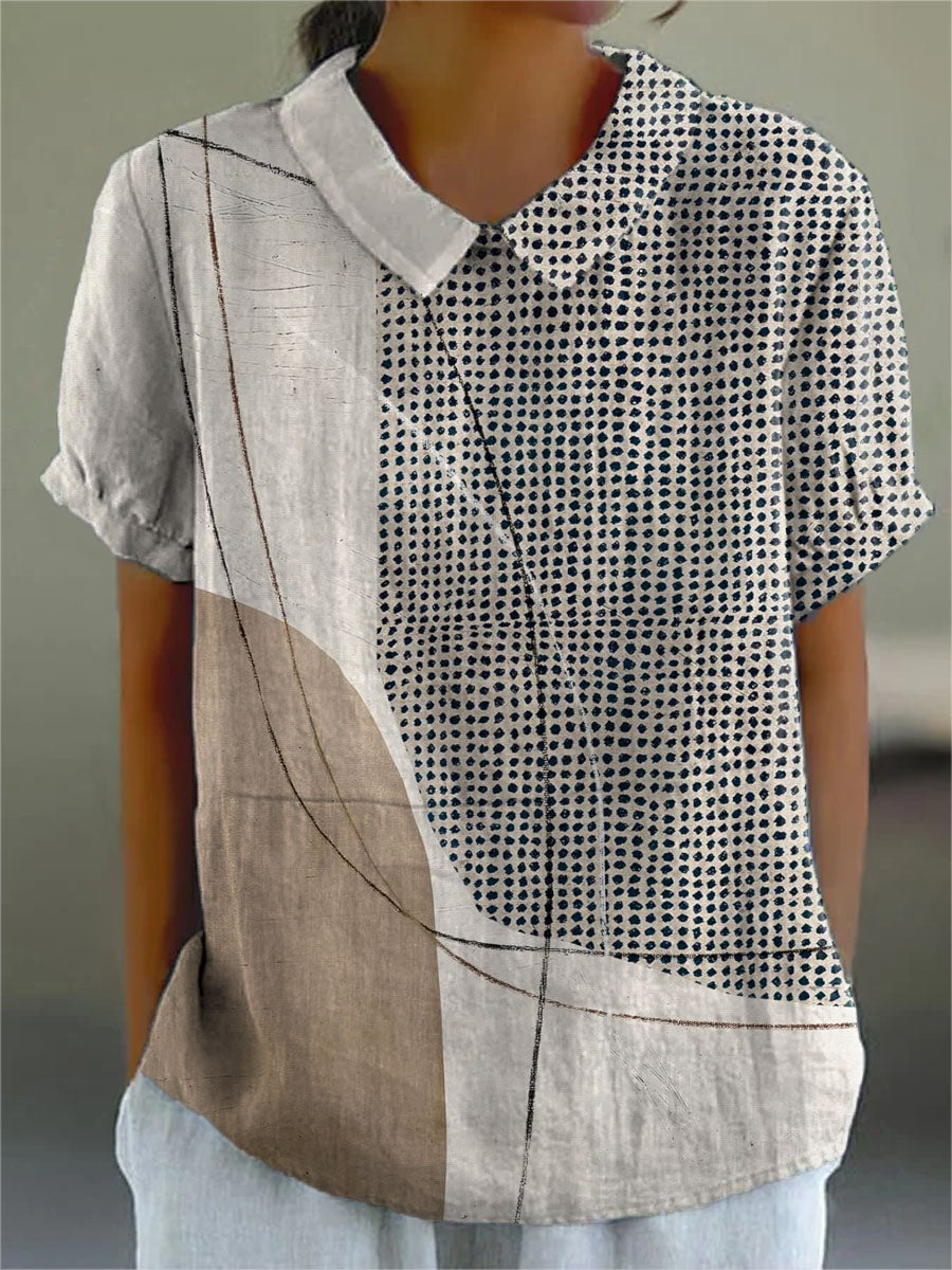 Ingrid | Abstrakt linneprint blus