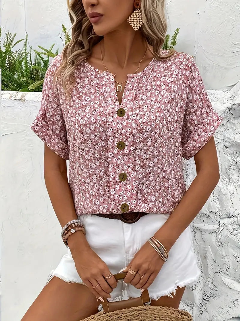 Agnes | Selestia – Blommig Knäppblus