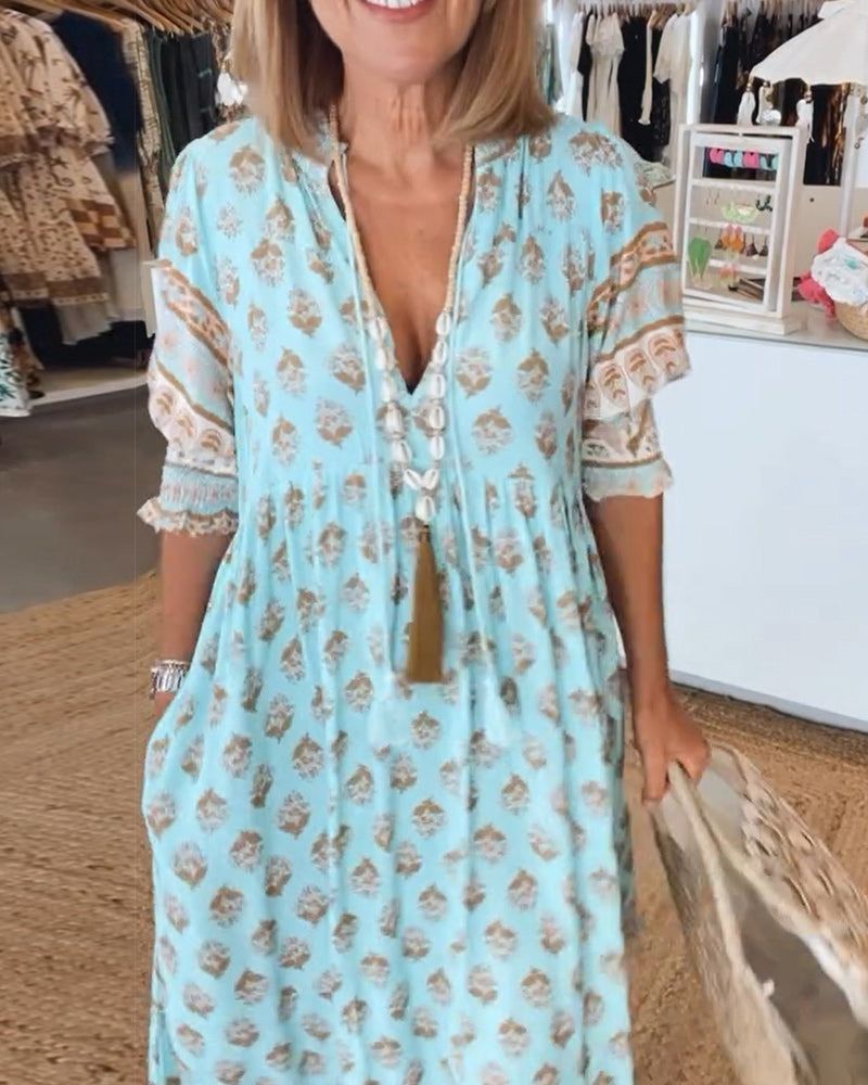 Saga | Färggklad Boho Klänning