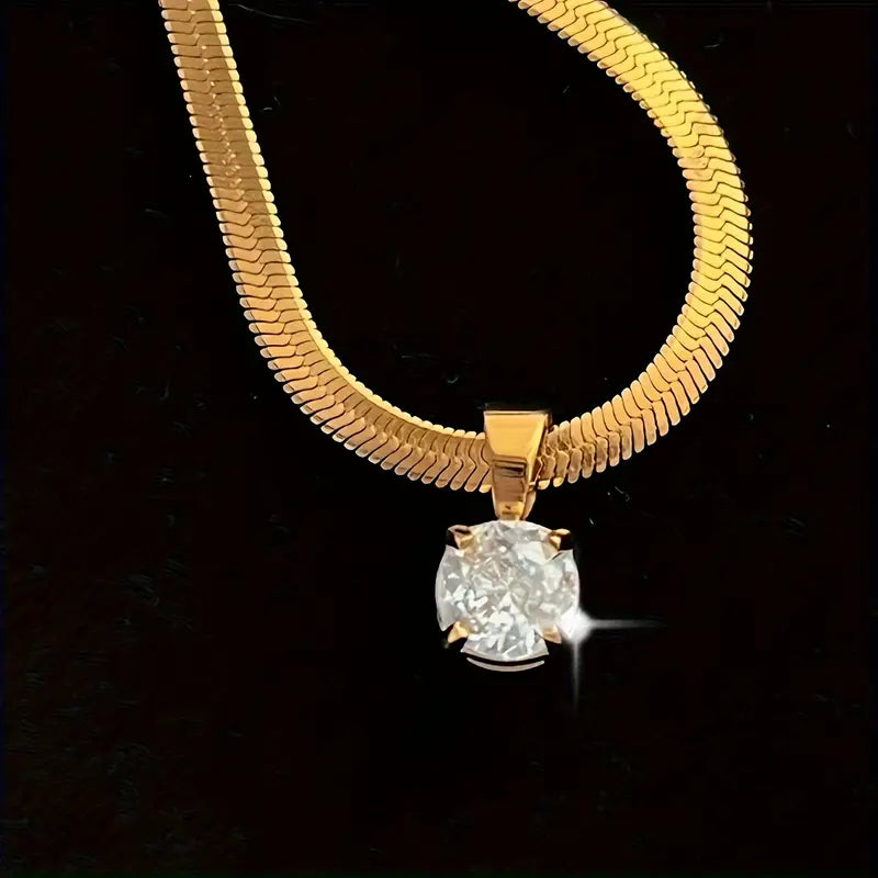 Sara | Elegant Guld Rhinestone Hänge Halsband