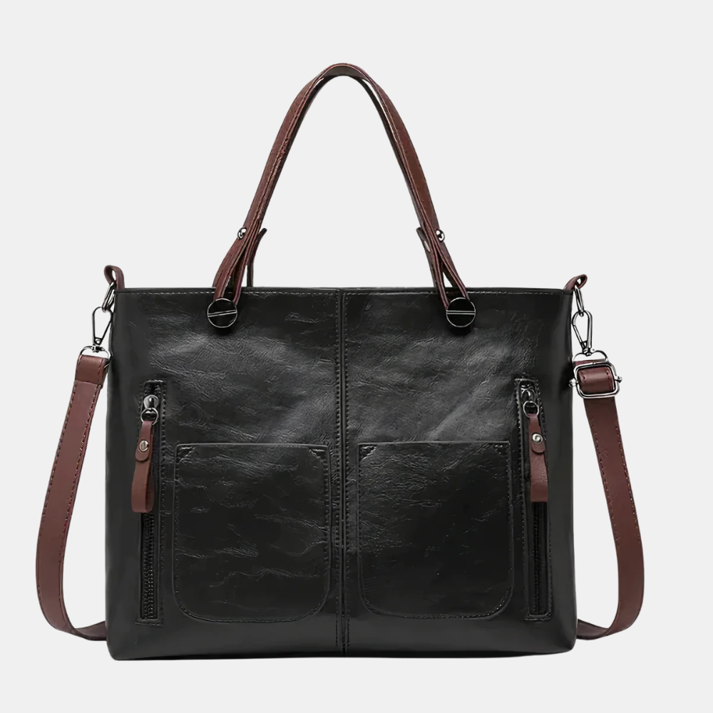 Lena | Vintage läder crossbody väska i svart
