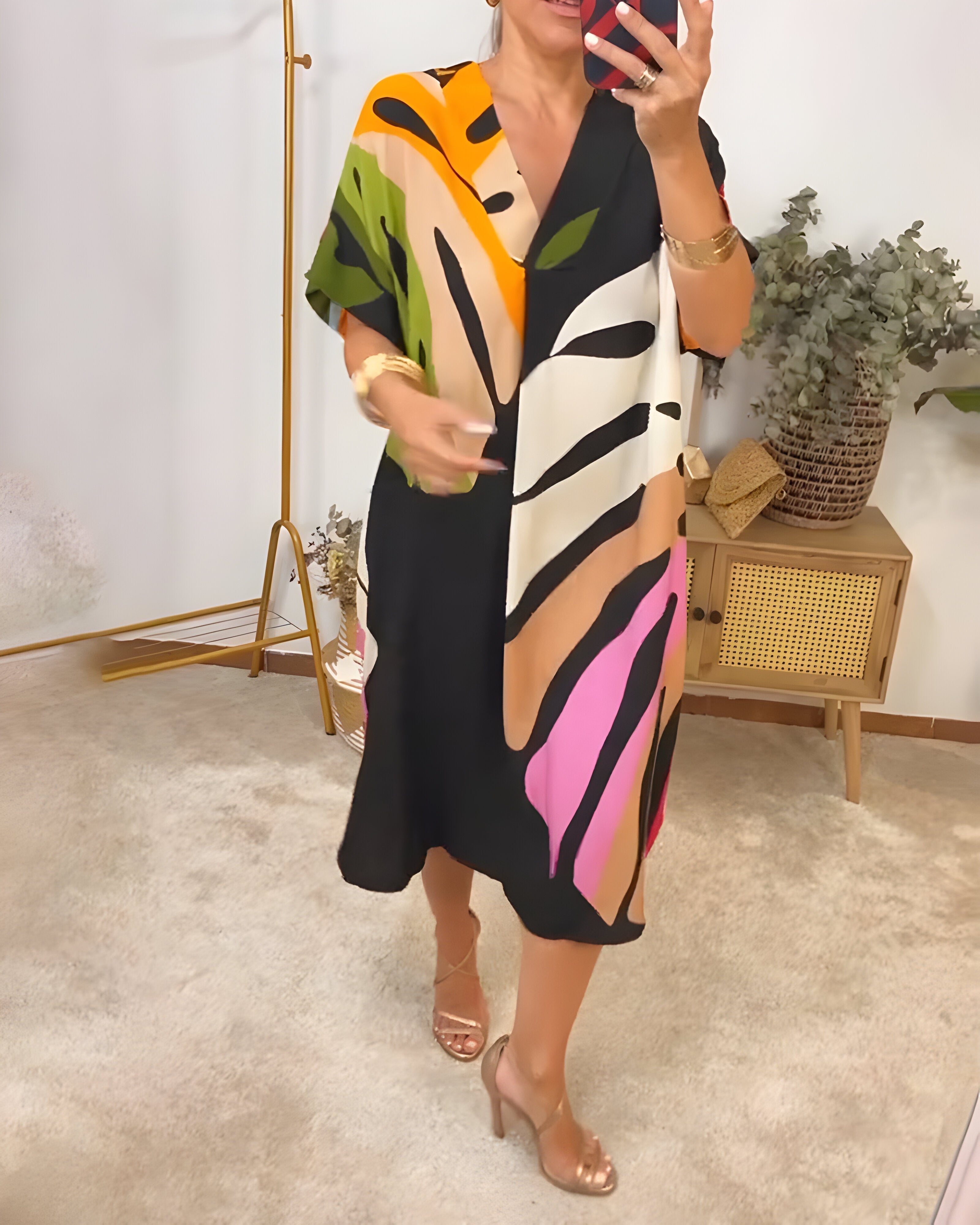 Rianna - Abstrakt Mönstrad Klänning