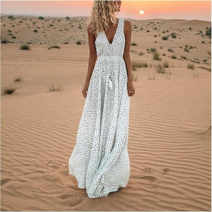 Stina | Bohemian Maxi Klänning i Svart Viskos