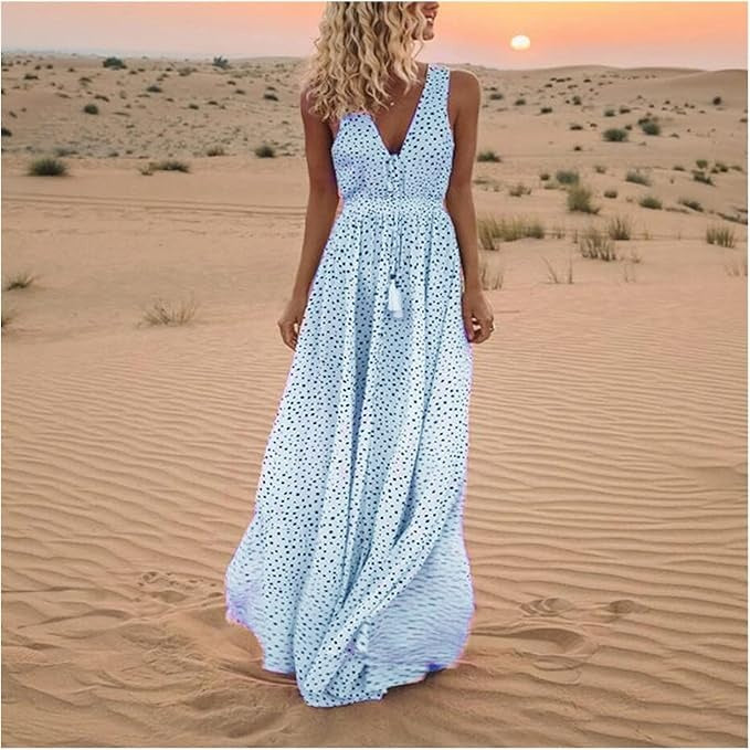 Stina | Bohemian Maxi Klänning i Svart Viskos