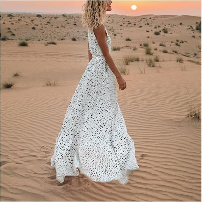 Stina | Bohemian Maxi Klänning i Svart Viskos