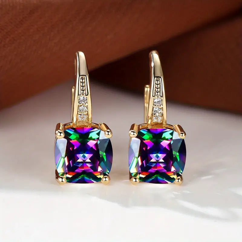 Eva | guldörhängen med sten och hoopdesign