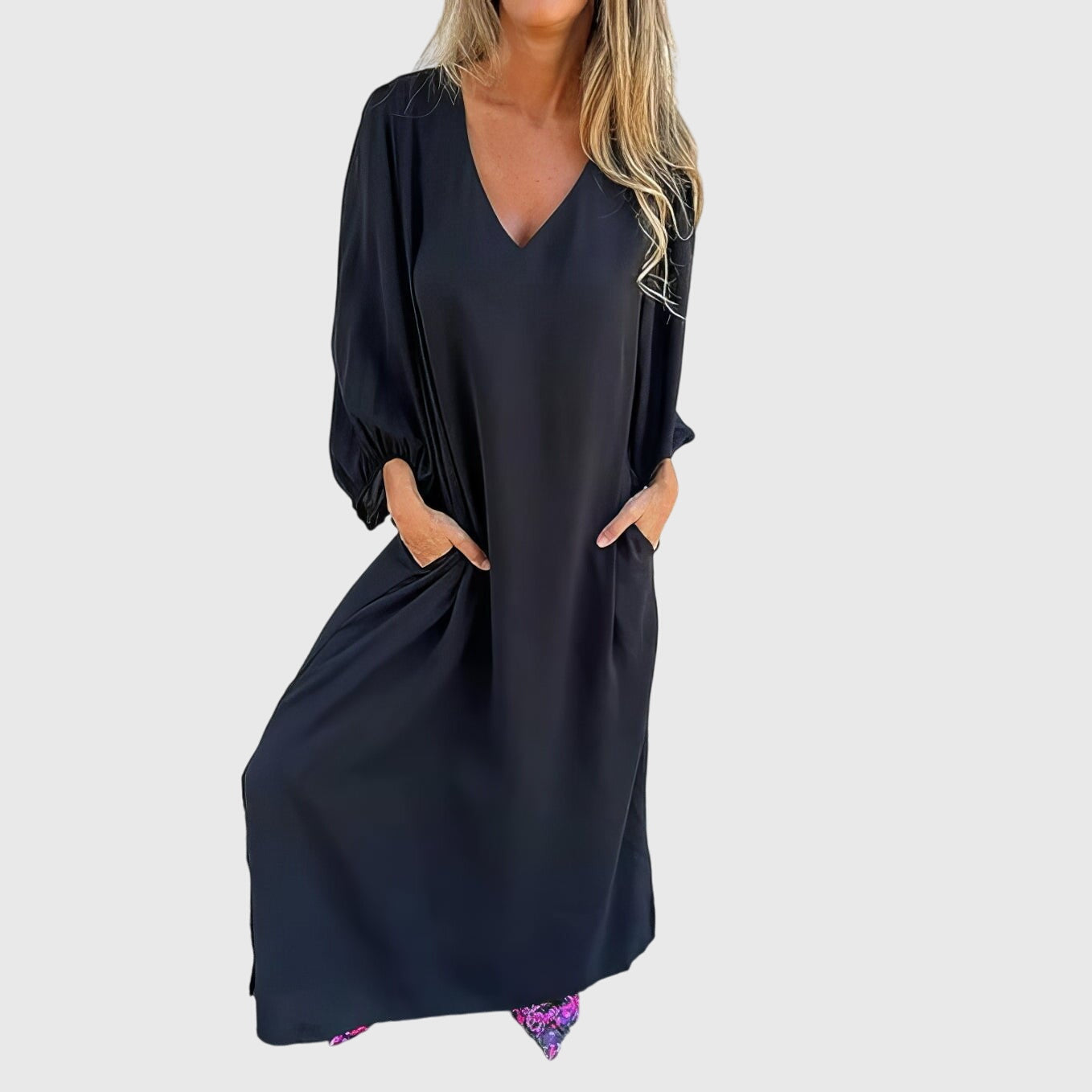 Wilma | Lång Boho-klänning med fickor