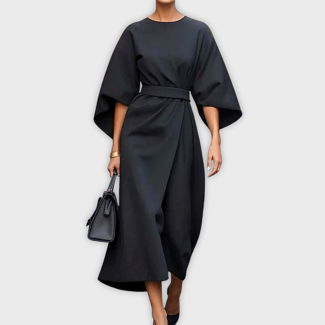 Greta | Elegant Klänning med Bälte och Dolmansleeves
