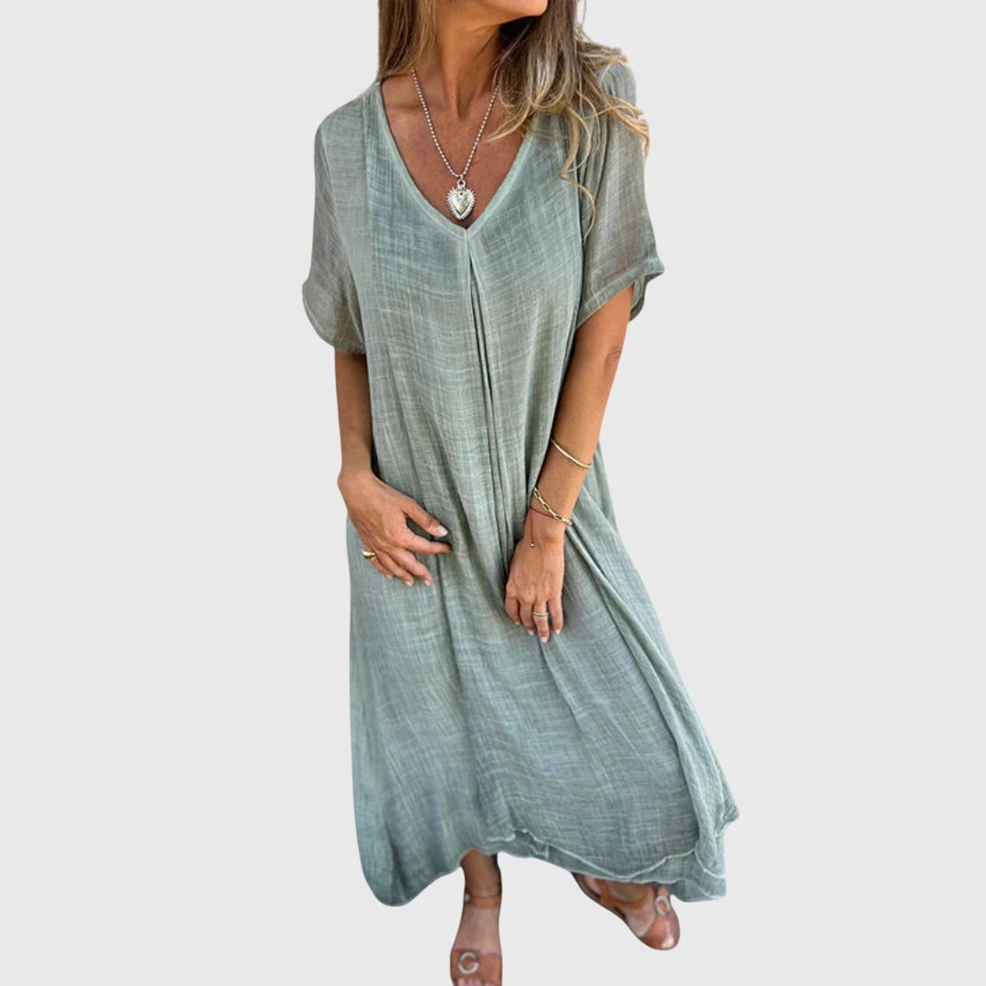 Ulrika | Elegant Lätt V-ringad Klänning