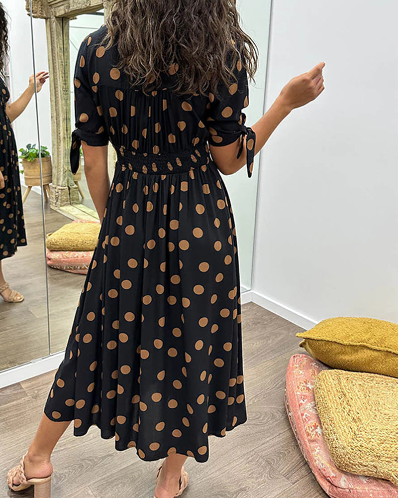 Rebecka | STYLISH POLKA DOT V-NECK DRESS
