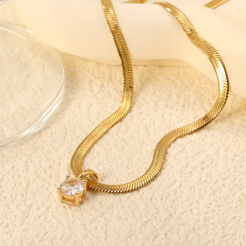 Sara | Elegant Guld Rhinestone Hänge Halsband