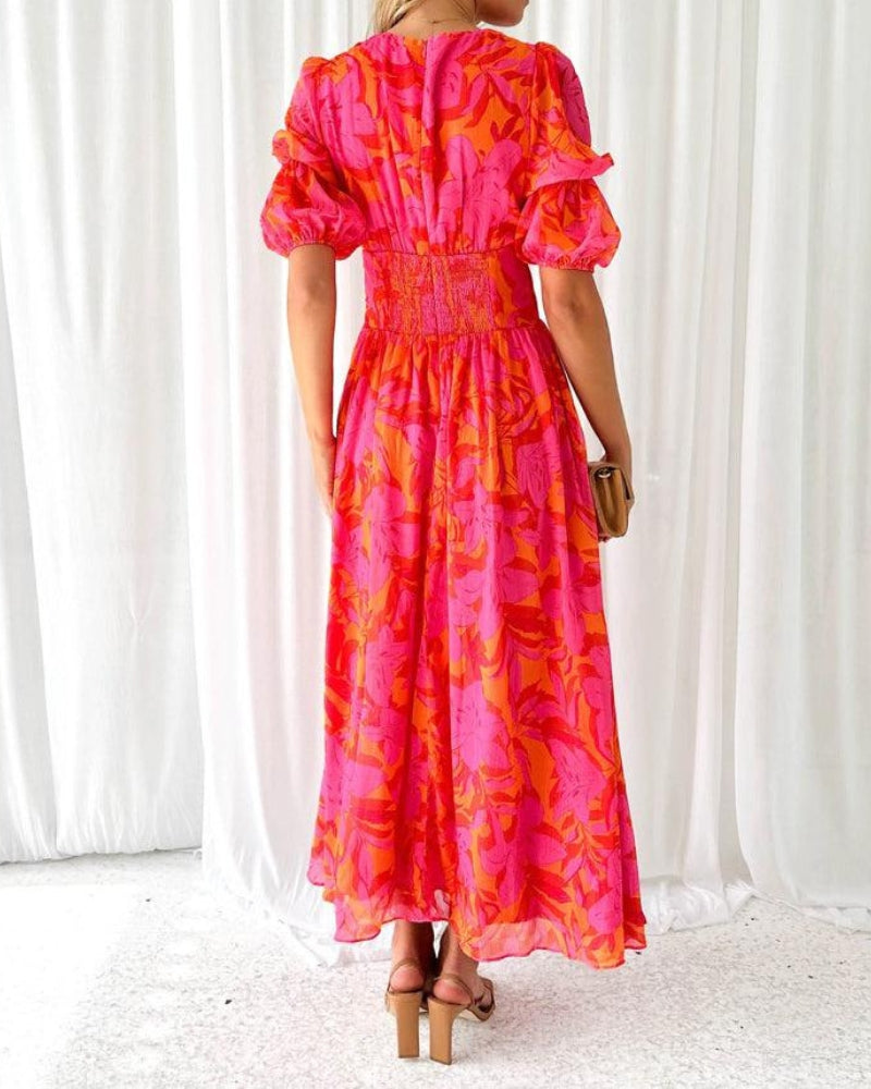Gunilla | STYLISH PUFF SLEEVE MAXI KLÄNNING