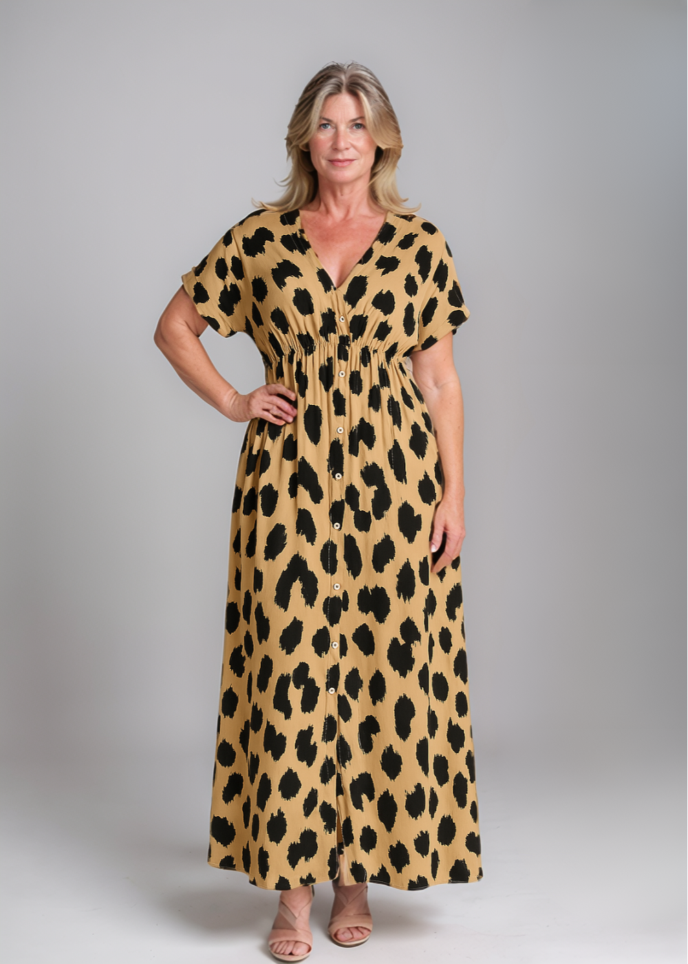 Tove | Maxiklänning med leopardmönster i mjuk viskös