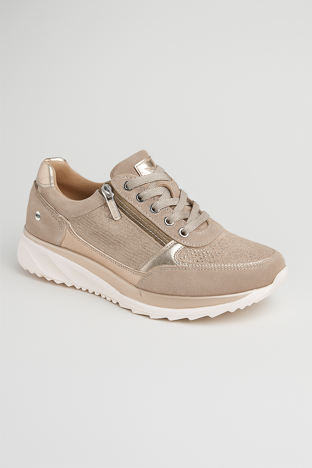 Maja | Ortopediska Sneakers med Dragkedje, Vit Läder