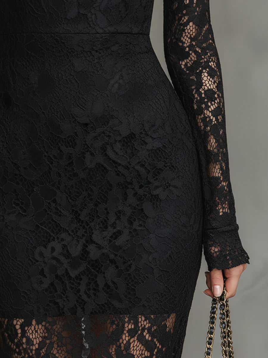 Klara | Elegant Spets Fishtail Maxi Klänning