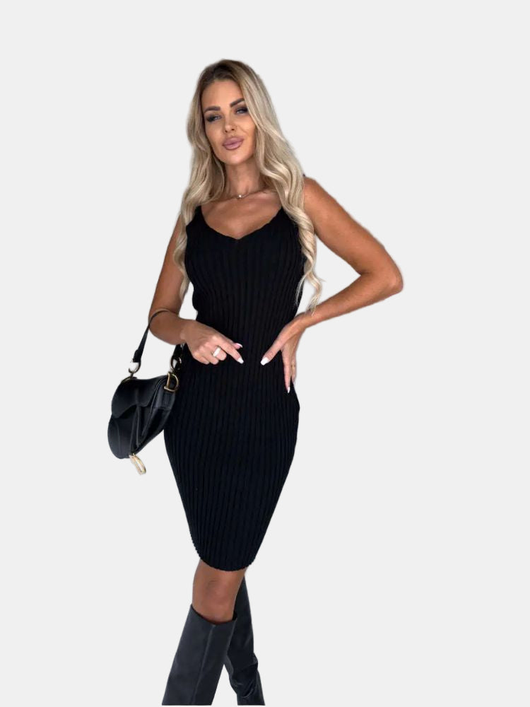 Greta | LARISSA™ - Ribbad Stickad Tvådelad Set
