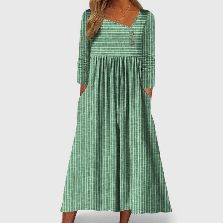 Lisa | Elegant Midi Klänning i Svart Crepe