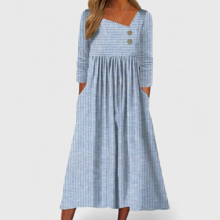 Lisa | Elegant Midi Klänning i Svart Crepe