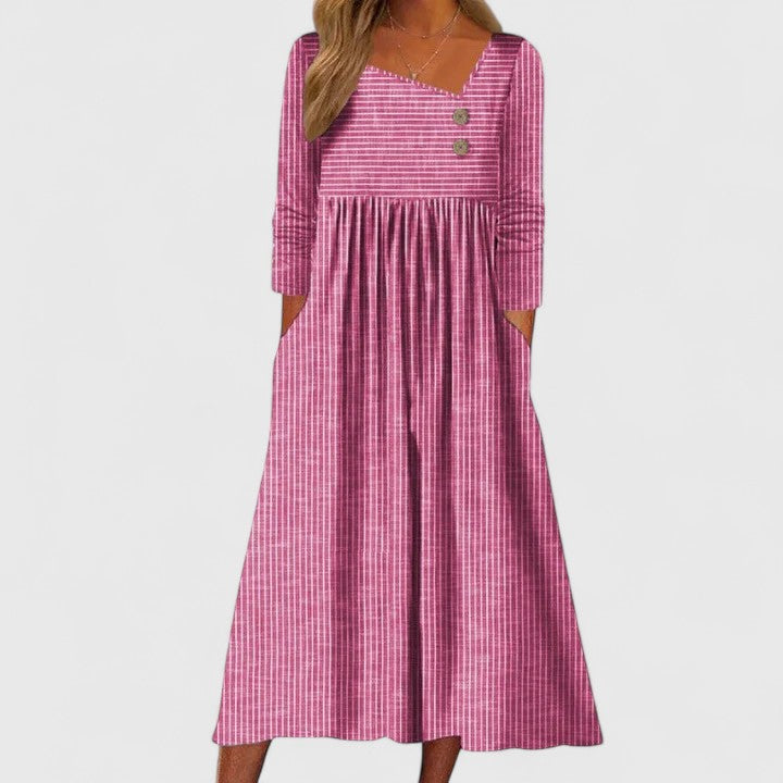 Lisa | Elegant Midi Klänning i Svart Crepe