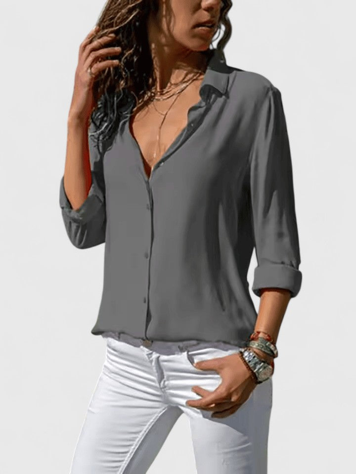 Elsa | Elegant blus i klassisk snitt, vit bomull
