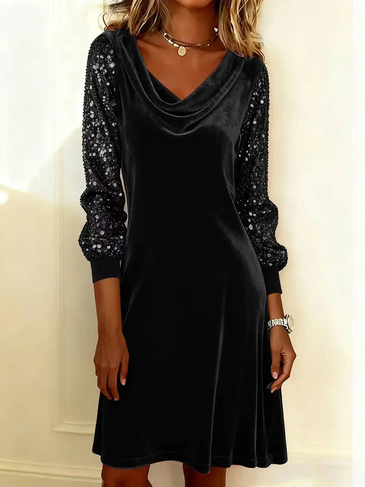 Anna | Sammet Glittrande Ärmdress