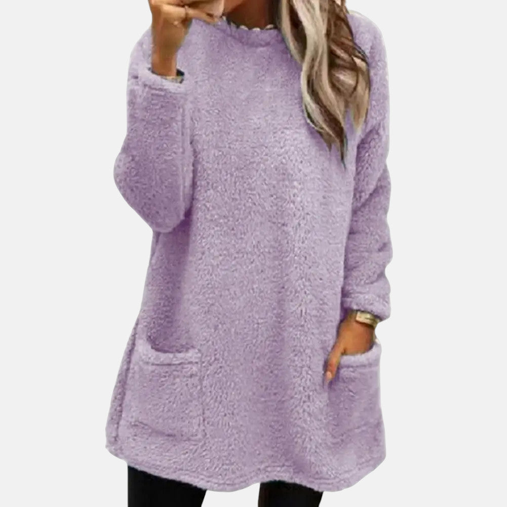 Lisa | Mellangärdig Pullover i Neutralt Melange