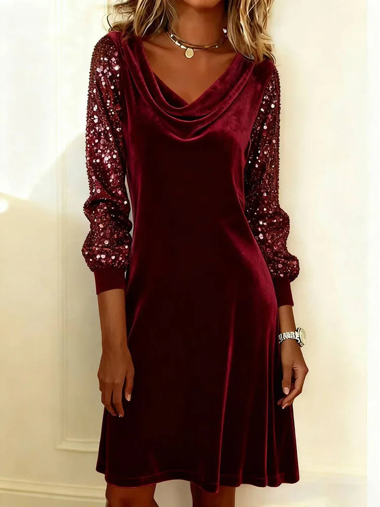 Anna | Sammet Glittrande Ärmdress