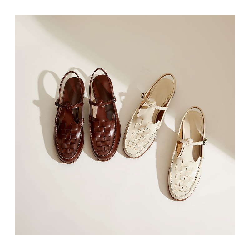 Maria | Vävd Charm Sandaler i Brun med Vävd Design