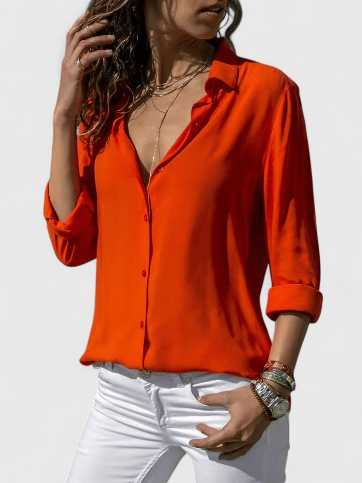 Elsa | Elegant blus i klassisk snitt, vit bomull