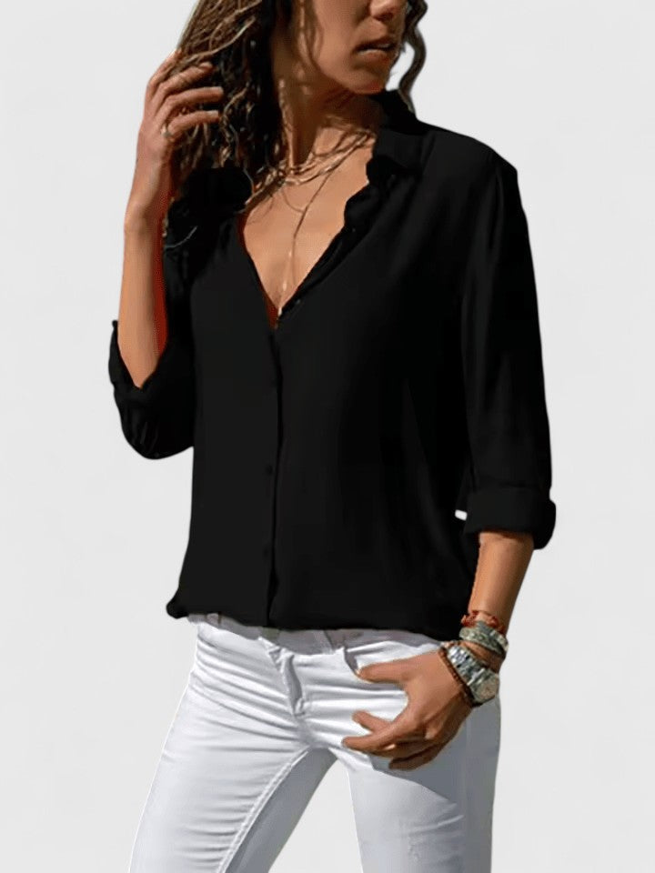 Elsa | Elegant blus i klassisk snitt, vit bomull