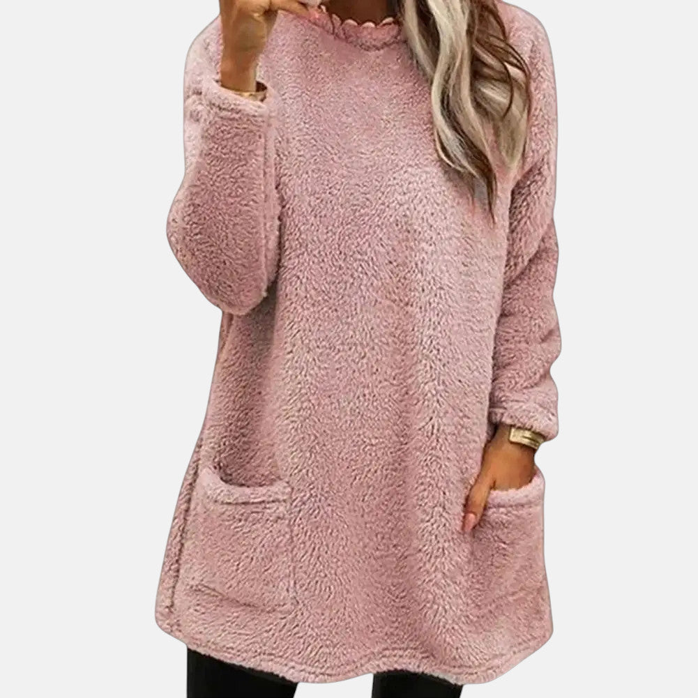 Lisa | Mellangärdig Pullover i Neutralt Melange