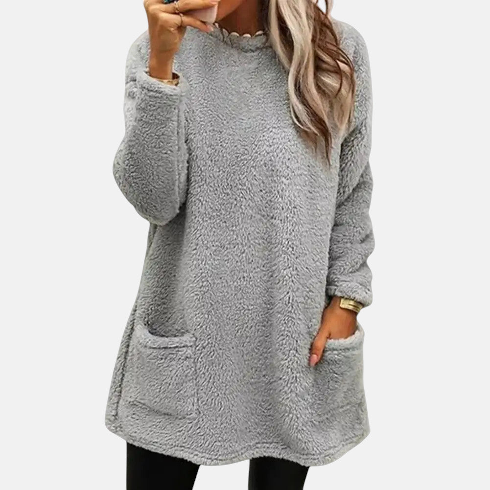 Lisa | Mellangärdig Pullover i Neutralt Melange