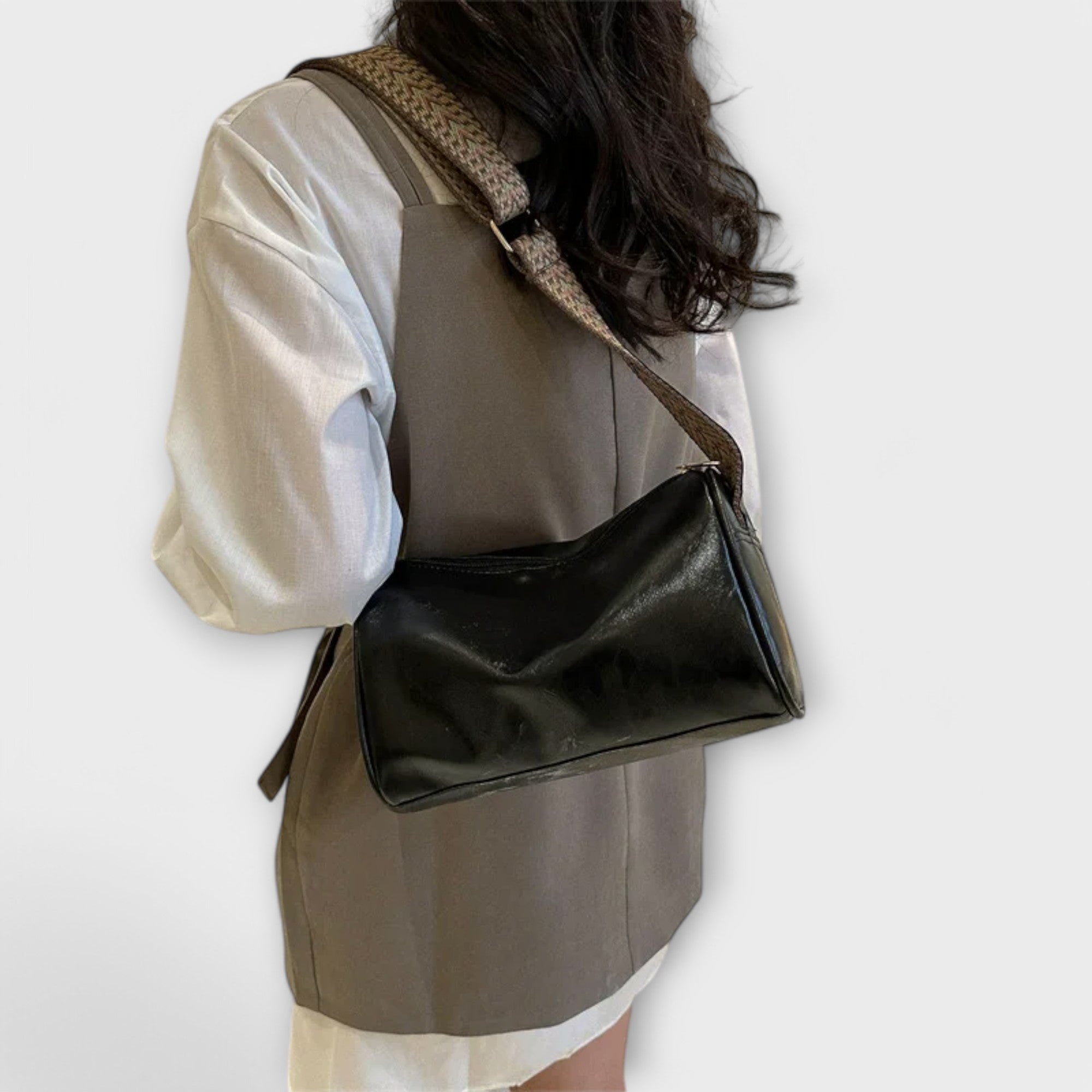 Emma | Vintage Crossbody Bag i Svart Läder