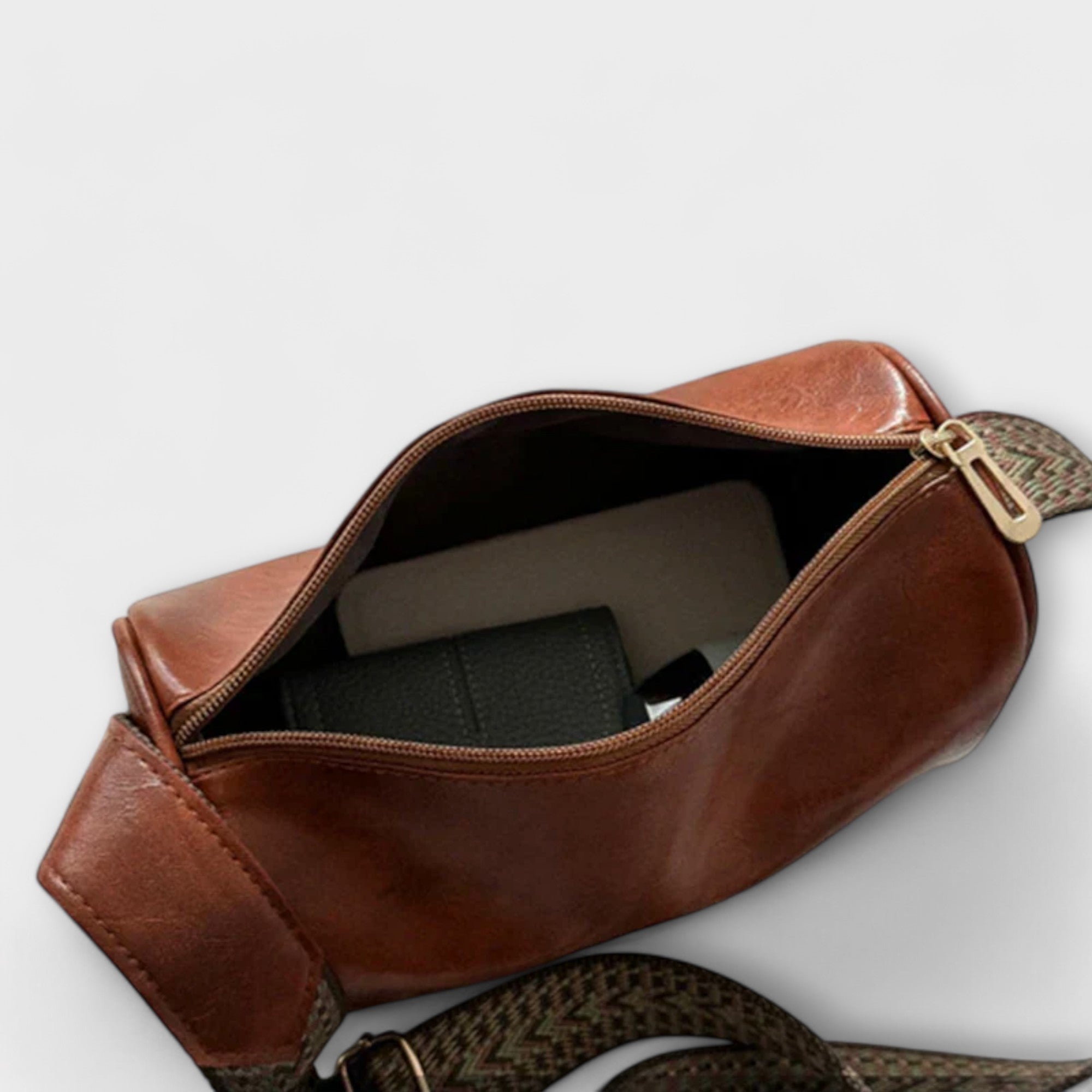 Emma | Vintage Crossbody Bag i Svart Läder