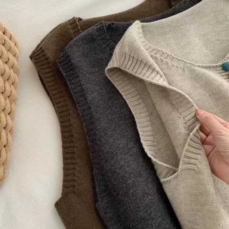 MARIBEL | FÄRG-KNAPP STRICKVÄST