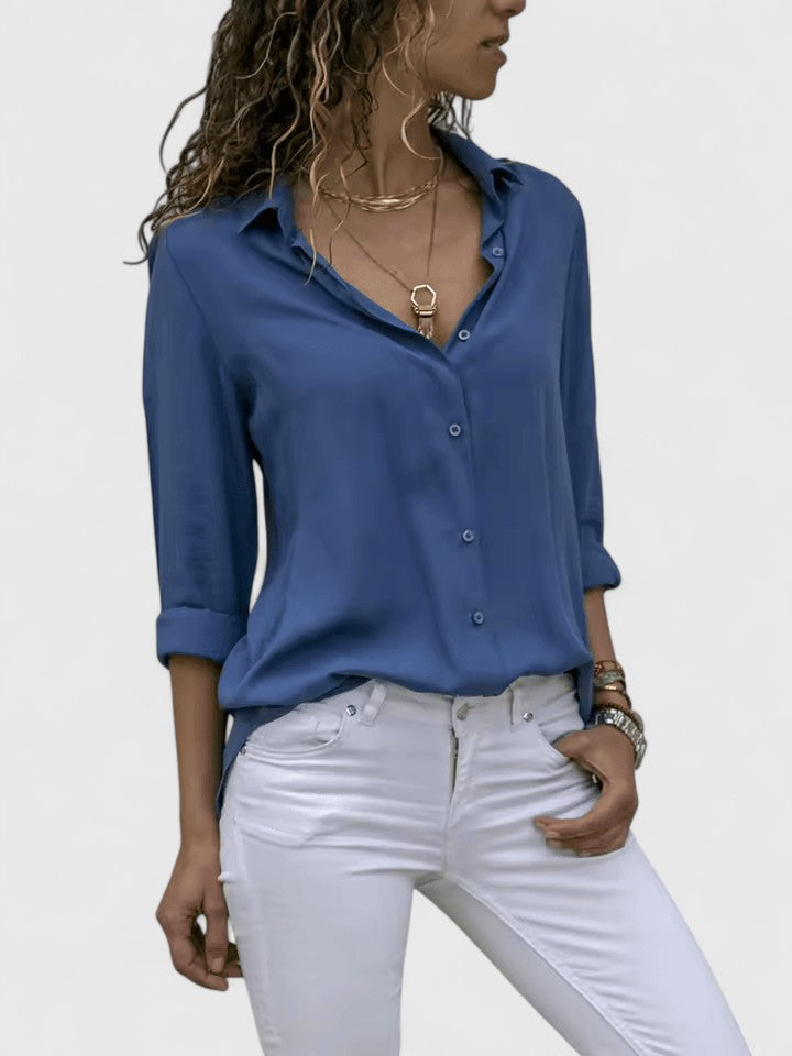 Elsa | Elegant blus i klassisk snitt, vit bomull