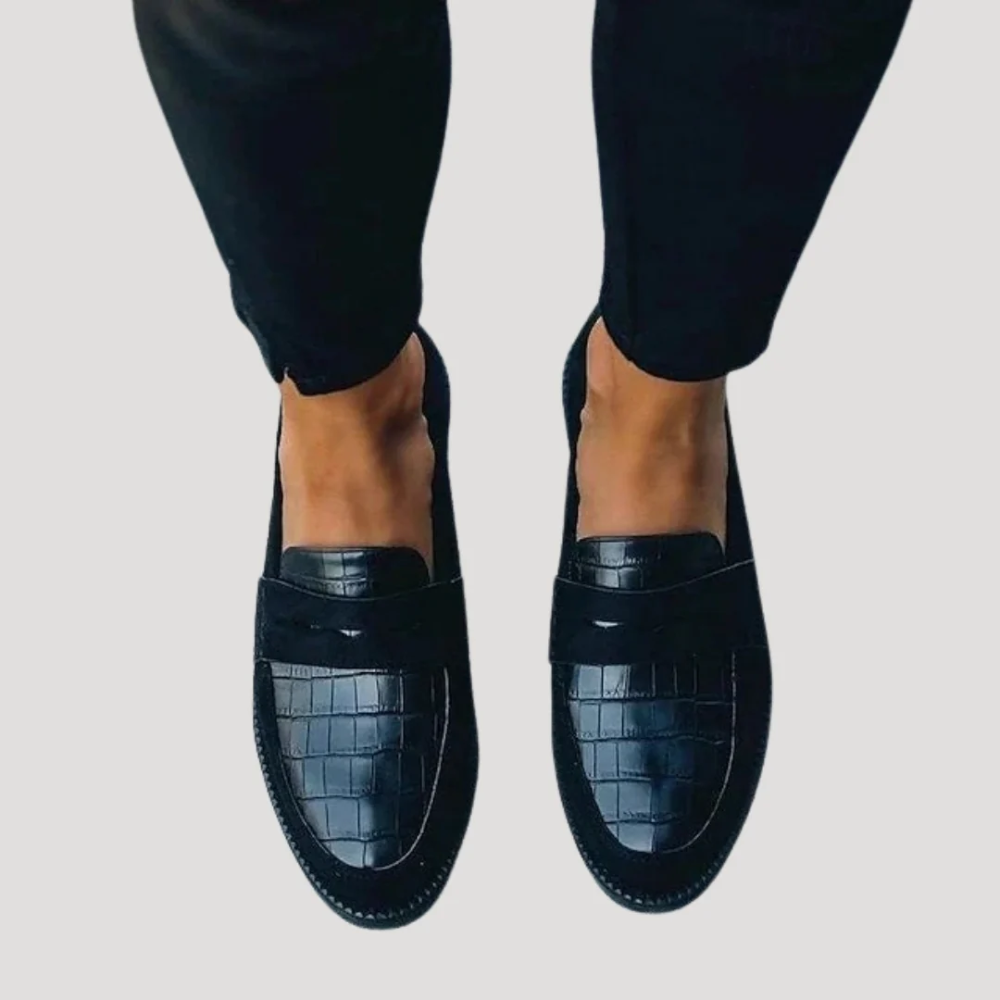 Anna | Ortopediska Handgjorda Loafers i Svart Läder