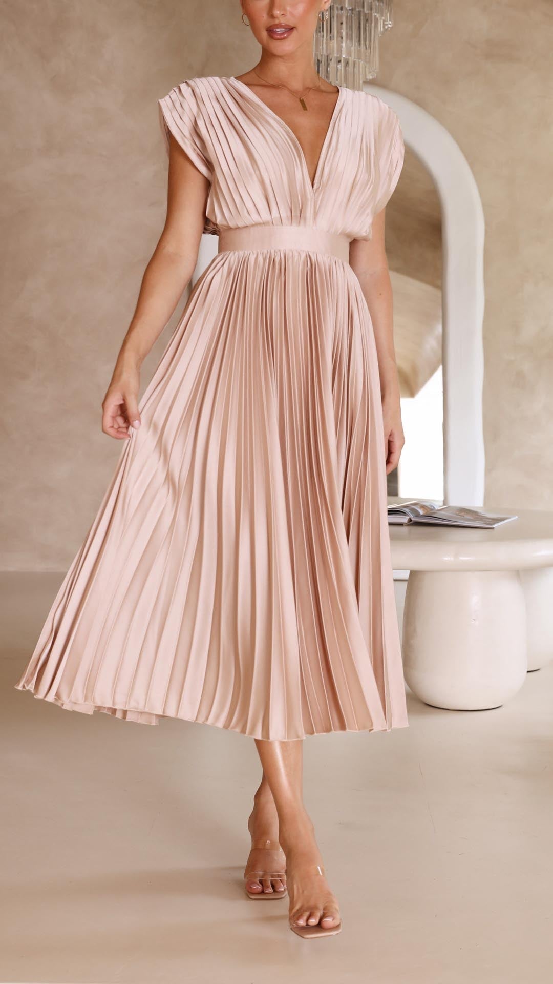 Lena | Elegant Plisserad Klänning