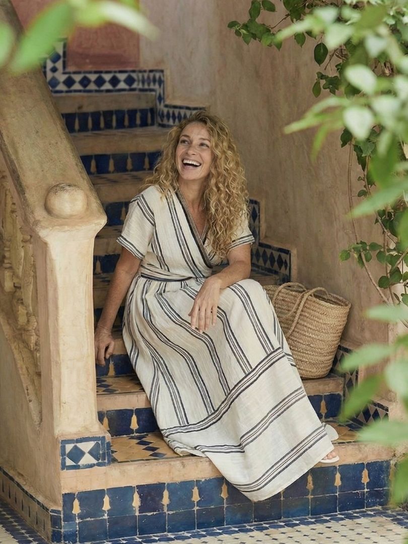 Greta | V Neck Short Sleeve Wrap Waist Midi Dress
