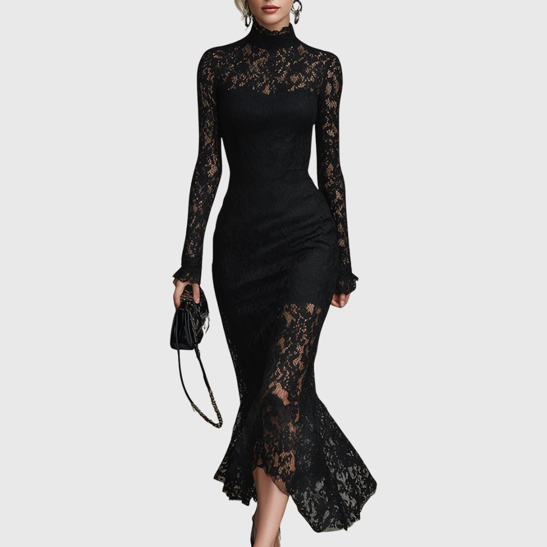 Klara | Elegant Spets Fishtail Maxi Klänning