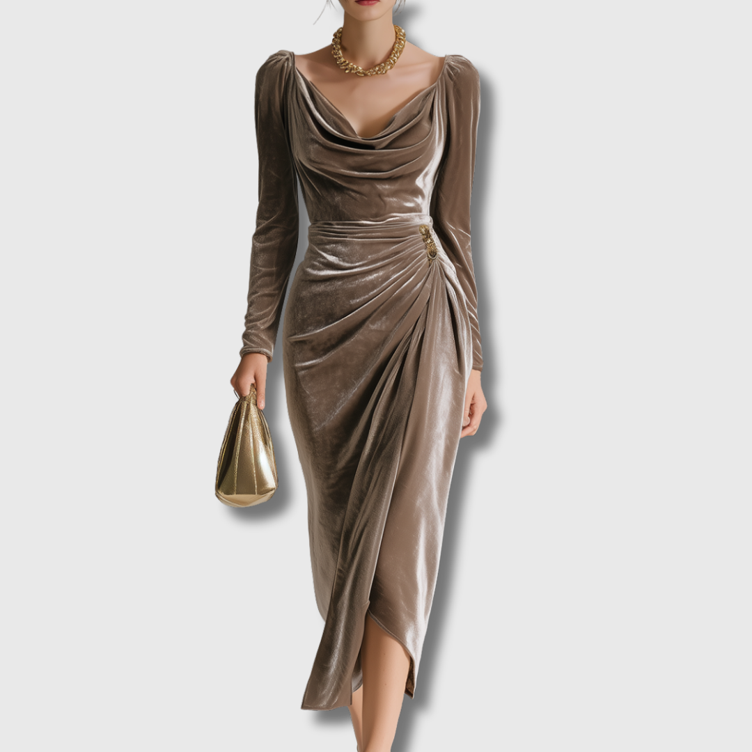 Vera | Elegant Sammet Midi Klänning