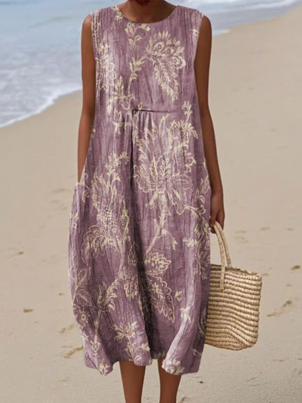 Mia | Blommig Midi Klänning