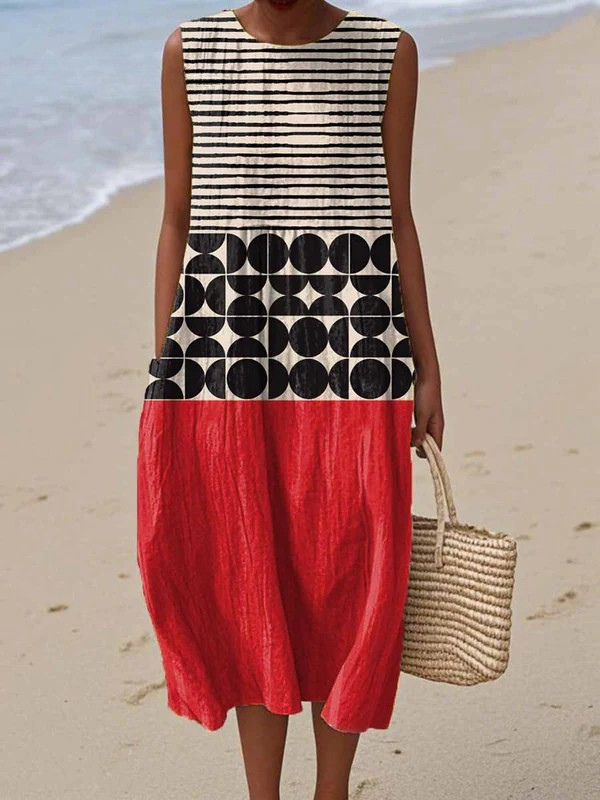 Jane | Färgblöck Midi Klänning