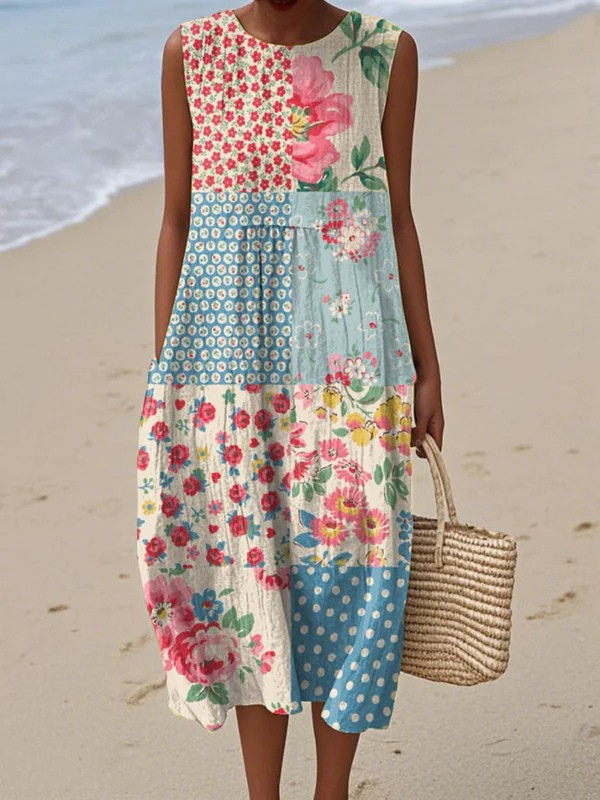 Anna | Patchwork Midi Klänning