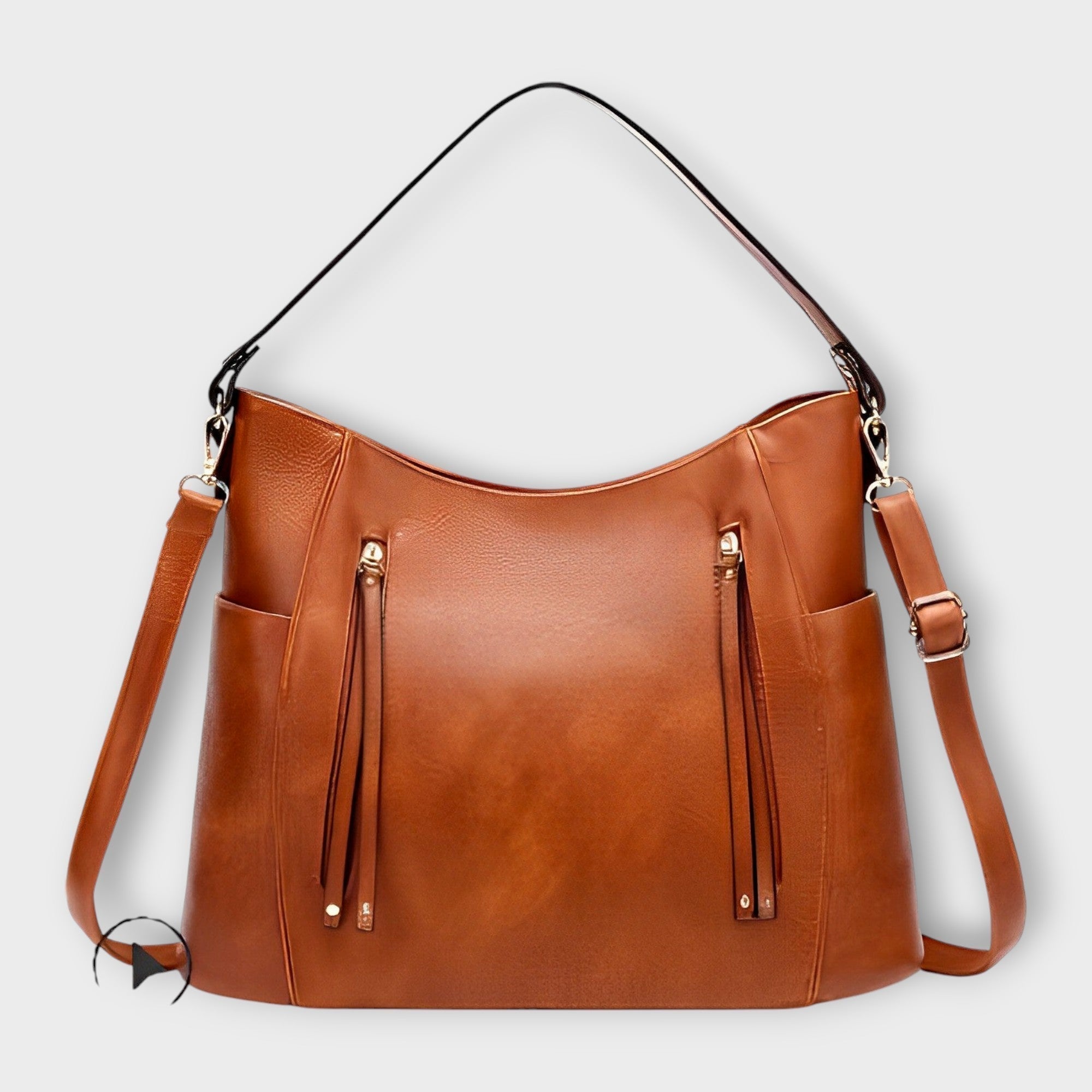 Sara | Vintage-inspirerad Elegant Handväska i Svart Läder